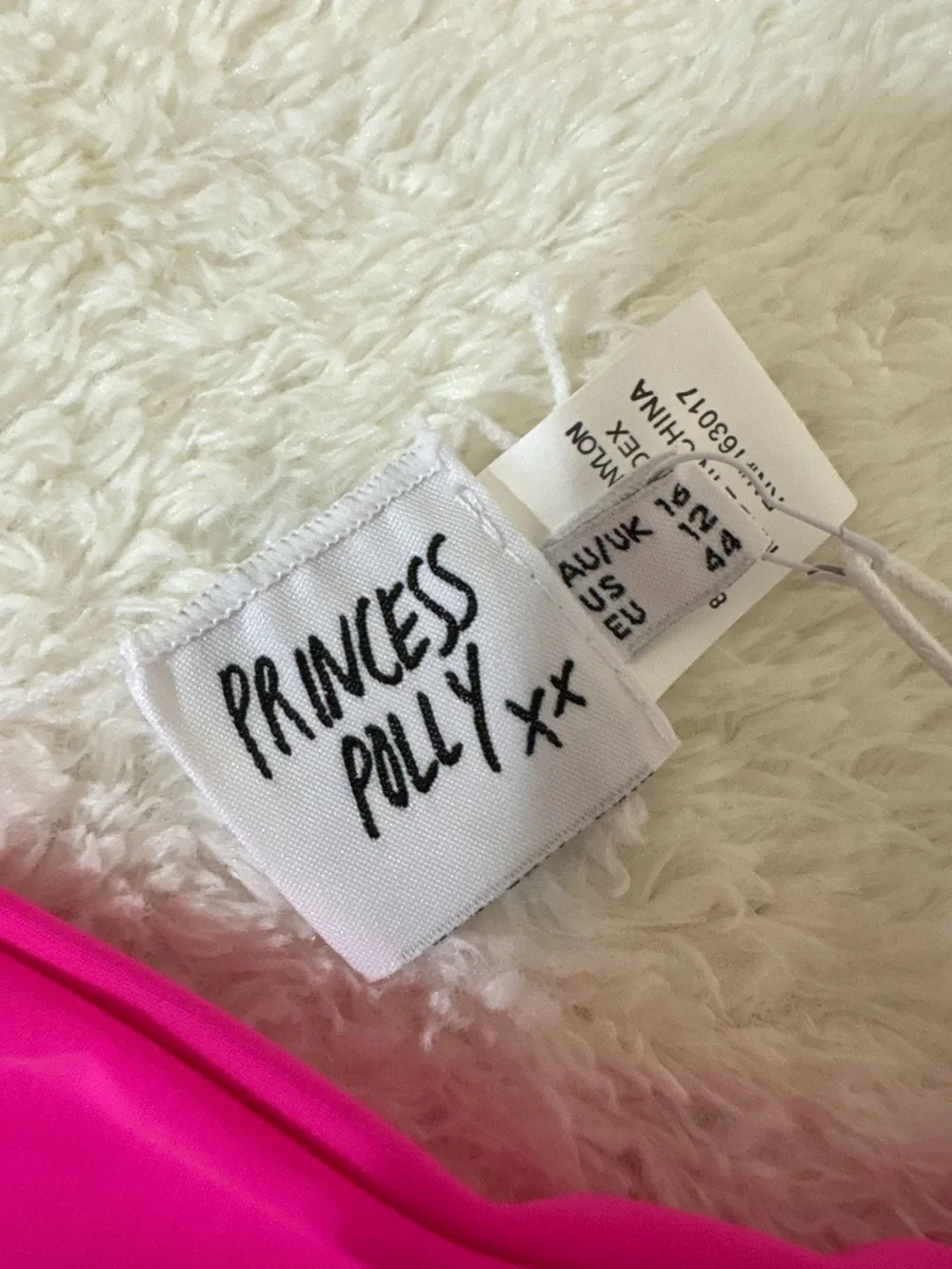NWT Princess Polly Recycled Nylon Smiley Bikiki Bottoms In Hot Pink Sz 12